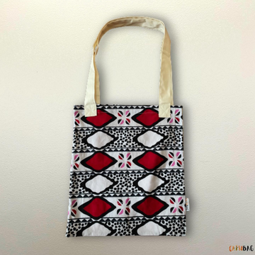 Saco Tote-Bag artesanal com padrão de capulana às riscas coloridas Capubag